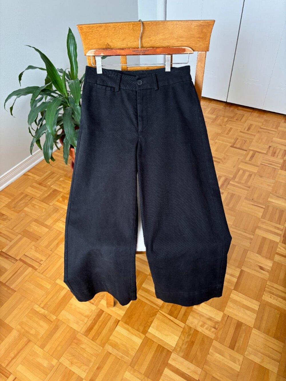 Frank & Oak High-Waisted Wide-Leg Pants — Black, Size 6